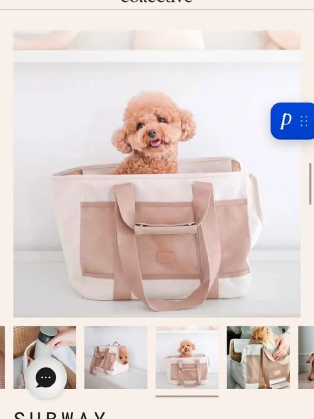 Lambwolf Subway Petite Pet Carrycot Blush-Tan Canvas Dog Carrier - New with Tags